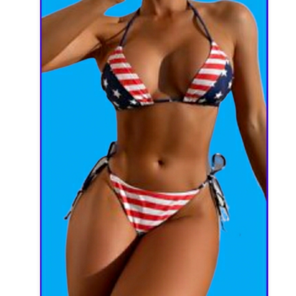 American Flag Helter triangle Bikini.